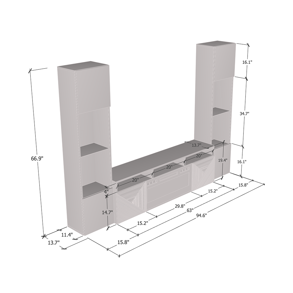 Giza BL-EF Floating Fireplace Entertainment Center