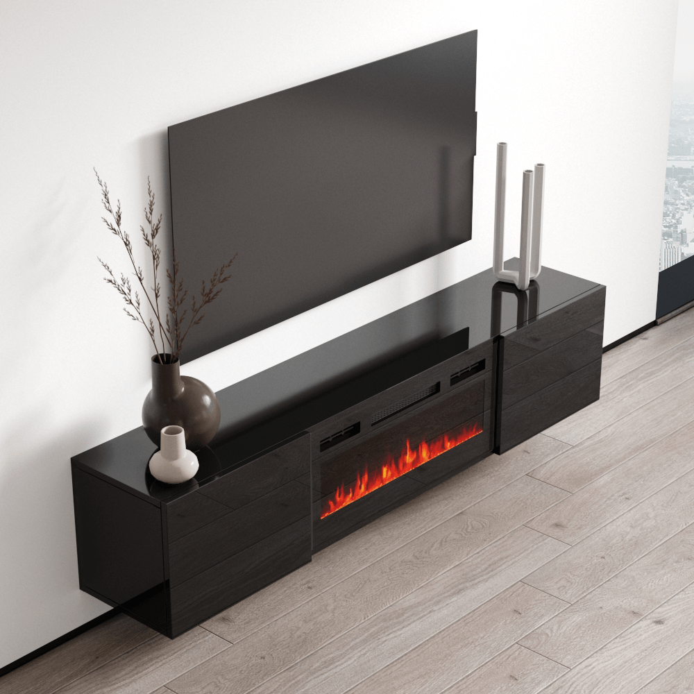 Cali BL-EF Floating Fireplace TV Stand